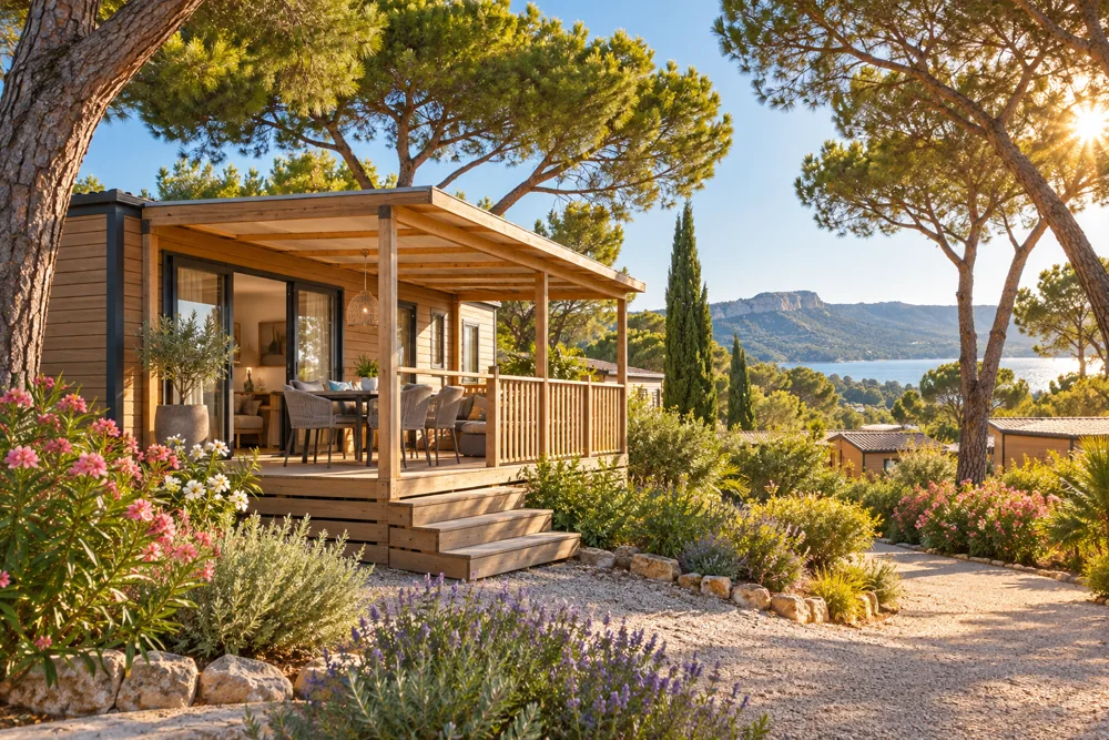 Chalet de camping sous les pins